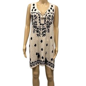 Beaches and Boho Seas the Dream Tassel Lace Up Sleeveless Coverup Dress Medium